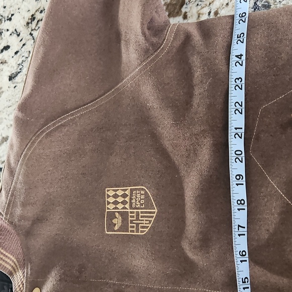 adidas Brown Bomber Jacket with Gold Stripes - Picture 5 of 6